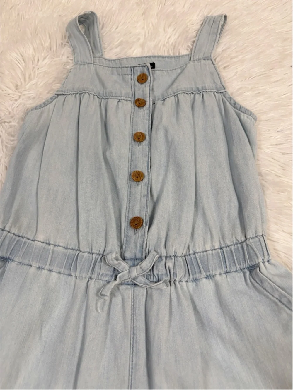 Gap girls sleeveless chambray Romper‎ with Button Front light blue